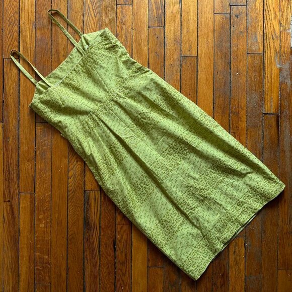 PORTS 1961 Midi Dress‎ Women Small Green Ruffled Textured Cocktail Prom Wedding - Picture 6 of 8